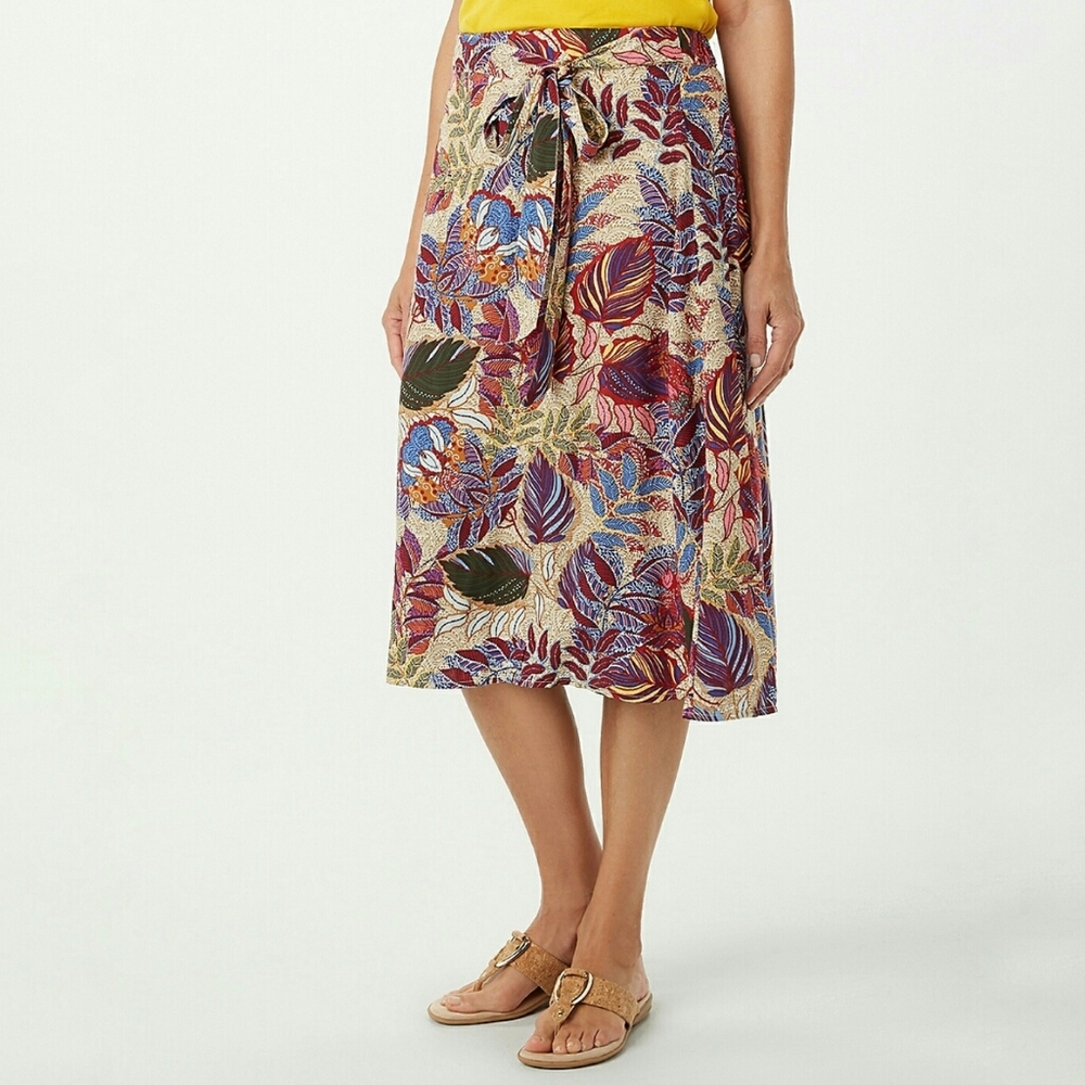 NWT Westport Dressbarn feather tied front midi skirt M L XL